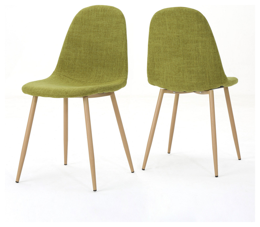 GDF Studio Resta Fabric Dining Chairs With Wood Finished Metal Legs  Set of 2   Midcentury   Dining Chairs   by GDFStudio  Houzz