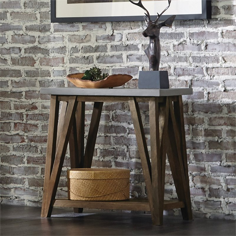 Alaterre Furniture Brookside 30 quotWood with Concrete Coating Console/Media Table   Industrial   Console Tables   by Bolton Furniture  Inc.  Houzz