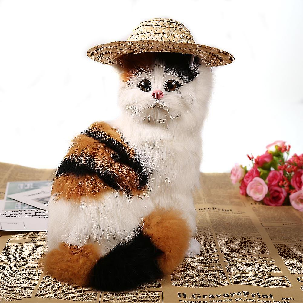 Small Cute Handcrafted Woven Straw Pet Puppy Hat Stylish Costume Hats for Little Dog Cat # S