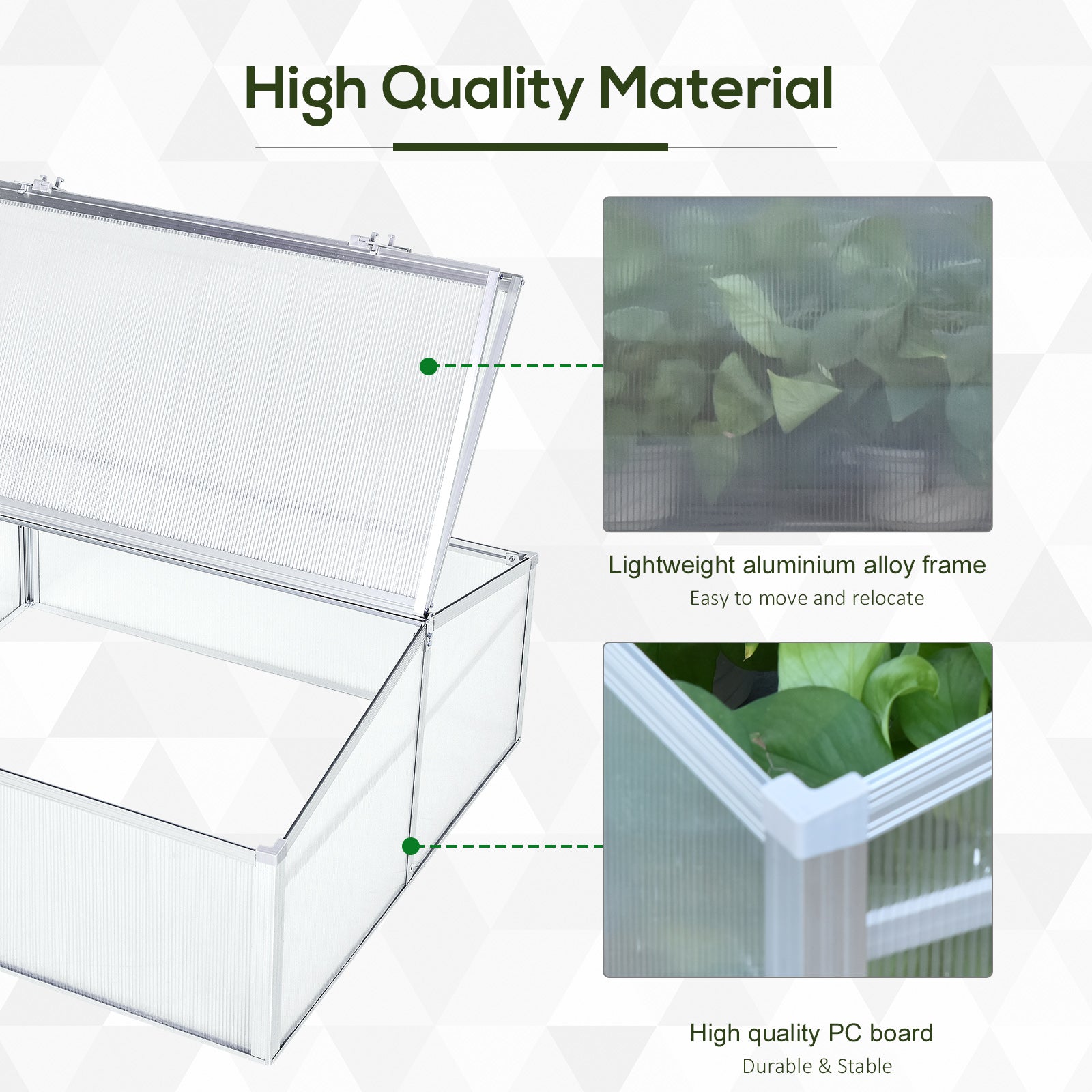 Outsunny 39" Aluminum Vented Cold Frame Mini Greenhouse Kit w/ Ventilated Roof