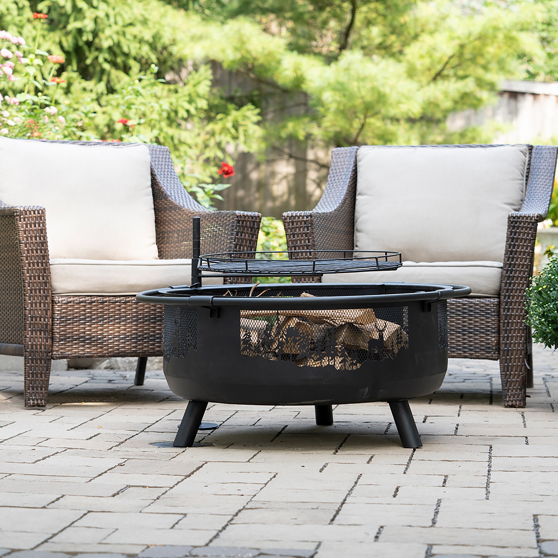 Blue Sky Outdoor Living WBFB36SG-MD 36-in W Black Steel Wood-Burning Fire Pit