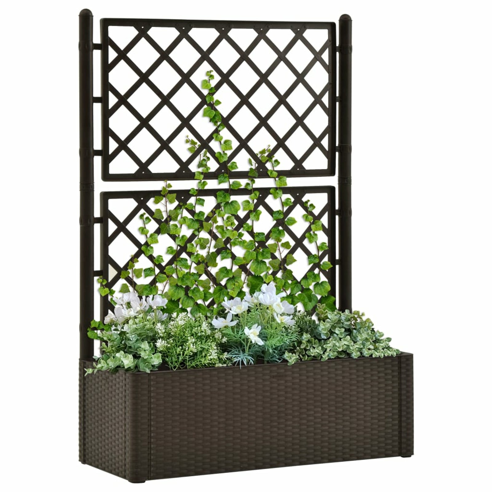 Andoer Garden Raised Bed with Trellis and Self Watering System Mocha