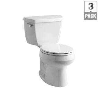 KOHLER Wellworth Classic Complete Solution 2-piece 1.28 GPF Single Flush Round Toilet in White Seat Included (3-Pack) K-11464-3-0