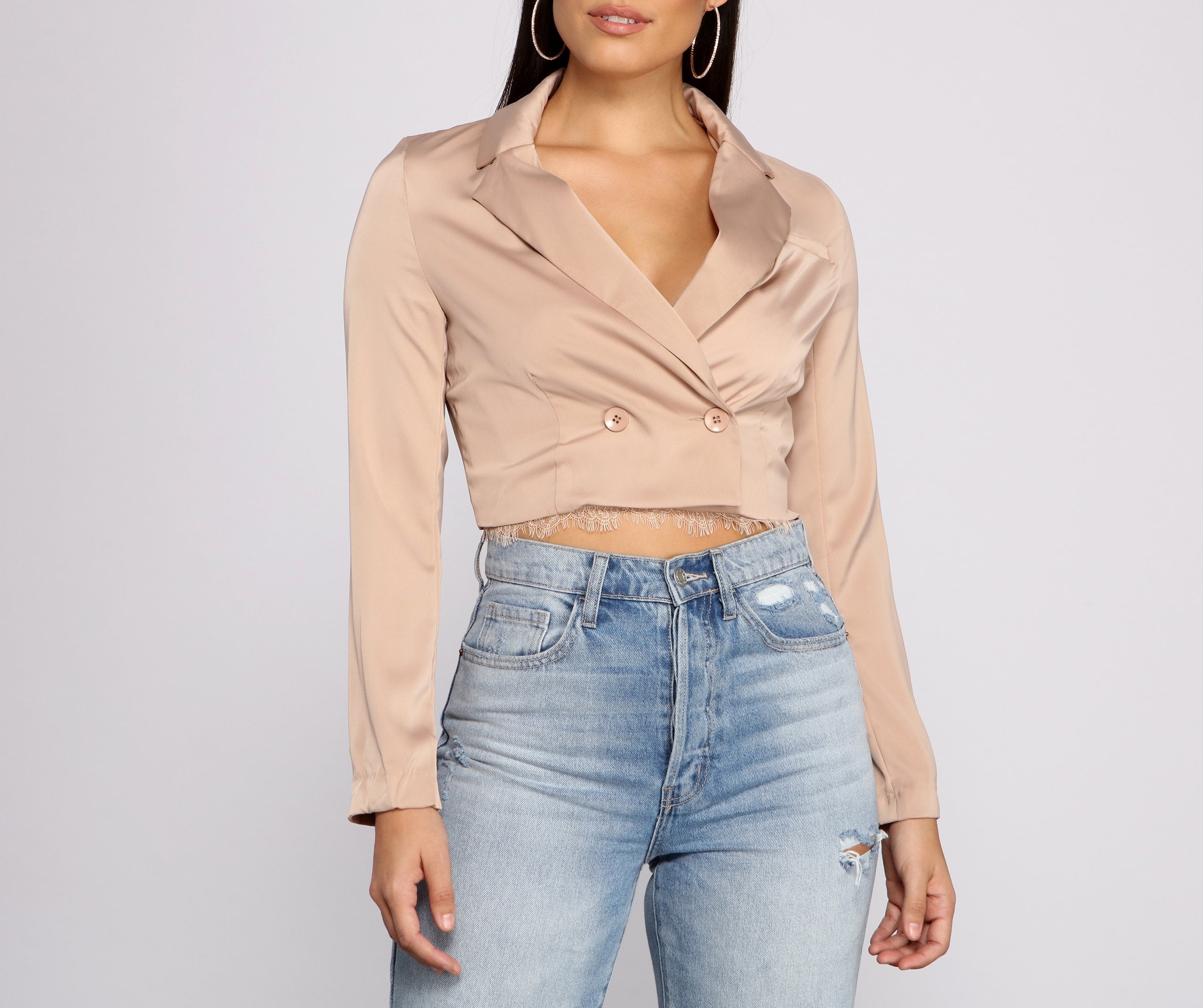 Casually Chic Satin Cropped Blazer