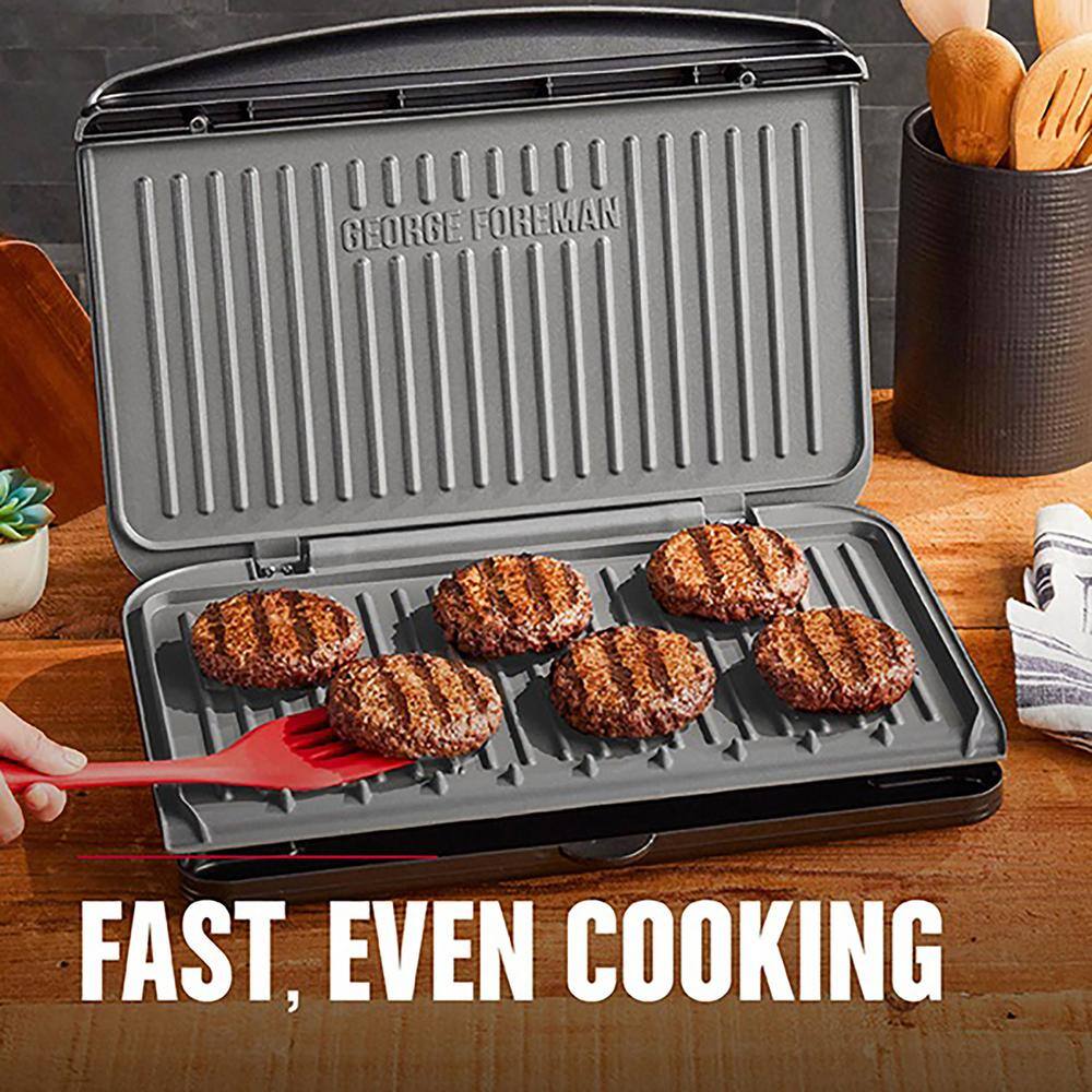 George Foreman 9 Serving Classic Plate Electric Indoor Grill and Panini Press in Gunmetal Grey 985118529M