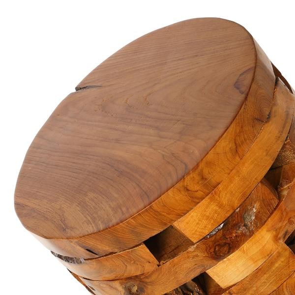 Bare Decor Stonehenge Solid Teak Wood Stump End Table