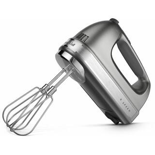 KitchenAid 9-Speed Contour Silver Hand Mixer with Beater and Whisk Attachments KHM926CU