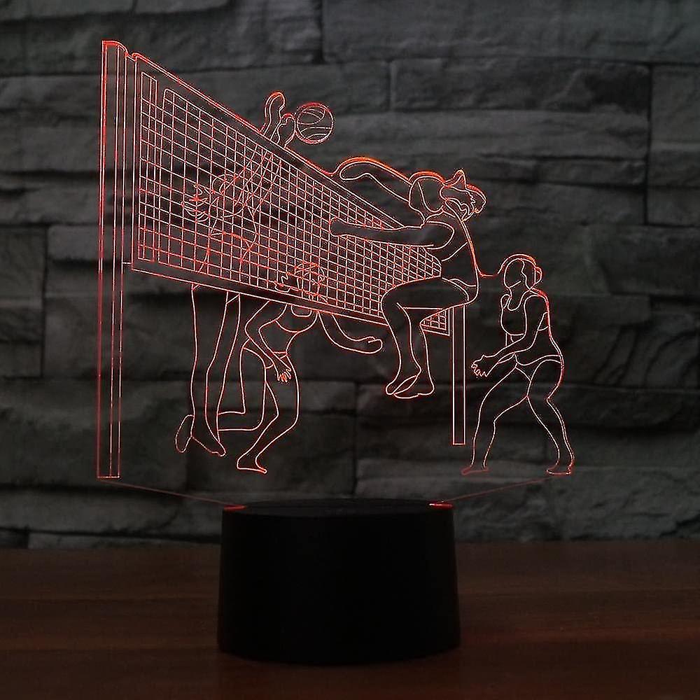 3d Play Volleyball Modelling Night Light 7 Color Change Led Table Desk Lamp Acrylic Flat Abs Base Us