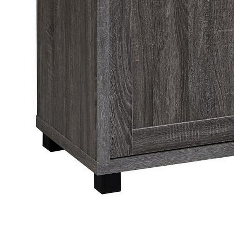 Wooden Accent Cabinet with 2 Doors with Grain Details， Gray