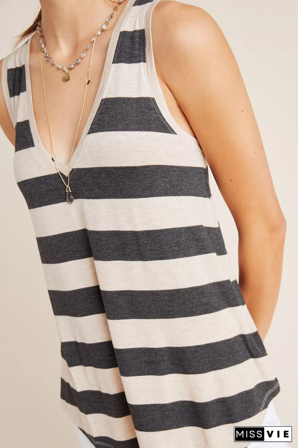 Striped V Neck Tank Top