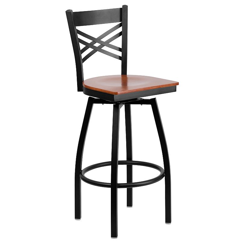 Flash Furniture Hercules Series Black ''X'' Back Swivel Metal Barstool