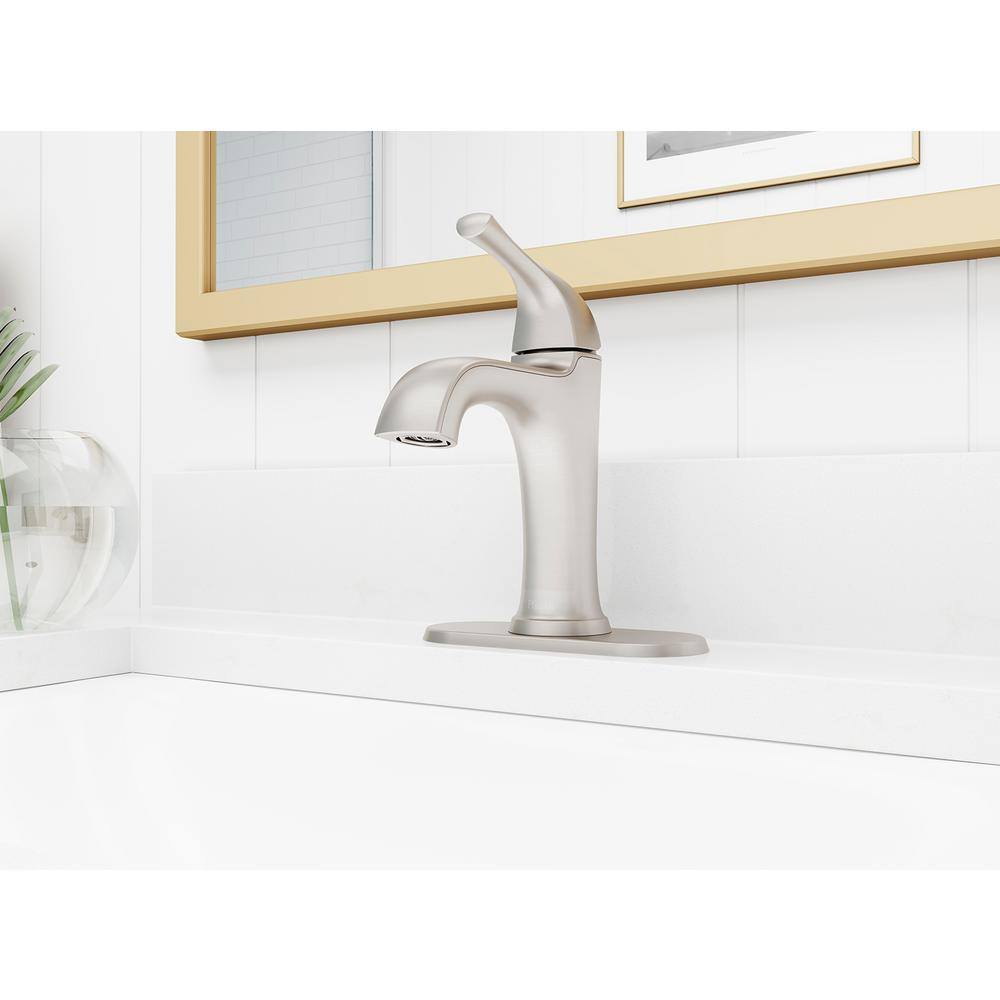 Pfister Ladera Single-Hole Single-Handle Bathroom Faucet in Spot Defense Brushed Nickel LF-042-LRGS