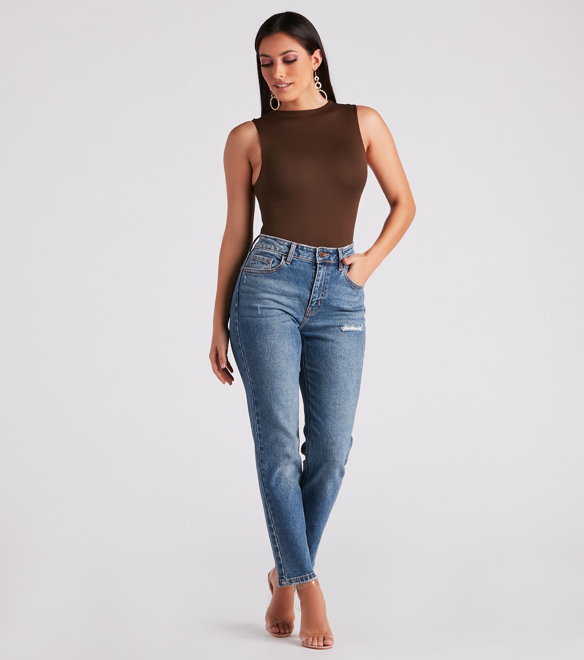 Smooth Silhouette Mock Neck Bodysuit