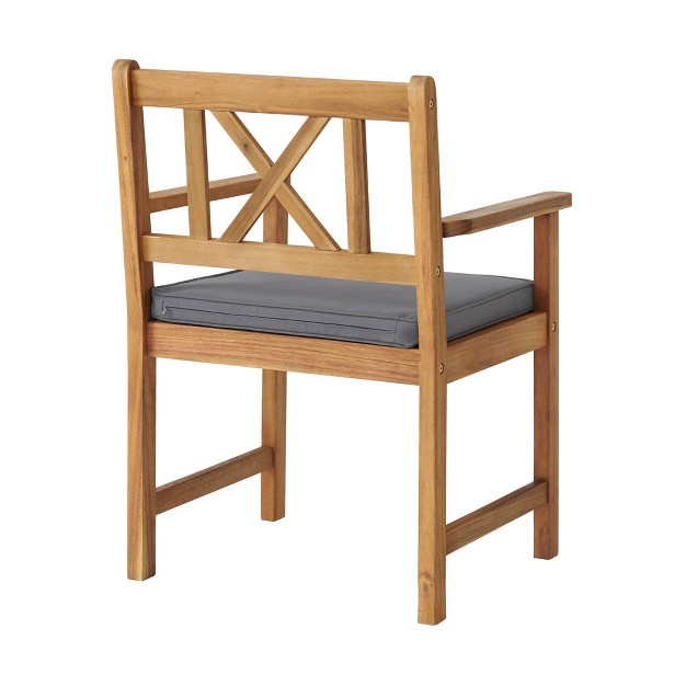 Manchester 2pk Acacia Wood Outdoor Chairs With Weather resistant Cushions Alaterre Furniture