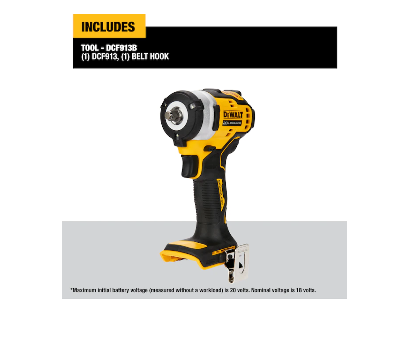 DEWALT DCF913B 20-volt Max Variable Speed Brushless 3/8-in square Drive Cordless Impact Wrench (Tool Only)