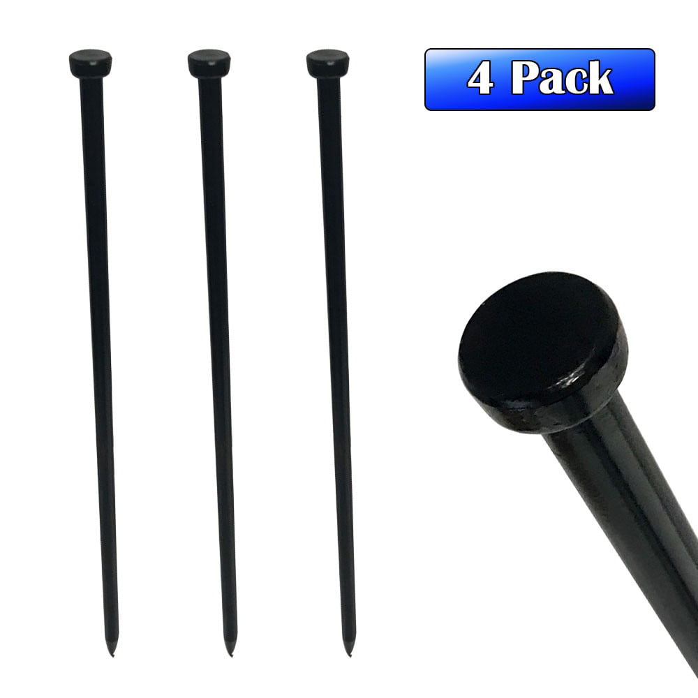 Moose Supply Heavy Duty Single Head Steel Tent Stakes, 4 Pack, 3/4" x 24"