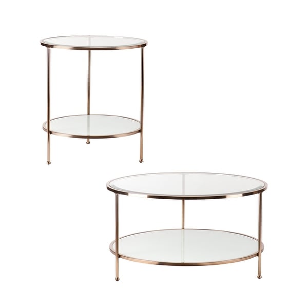 SEI Furniture Grant Gold Copper Round Coffee Table with Storage