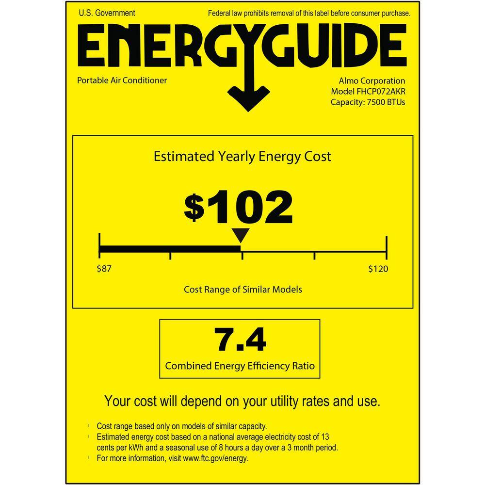 FREONIC 7500 BTU DOE Portable Air Conditioner FHCP072AKR