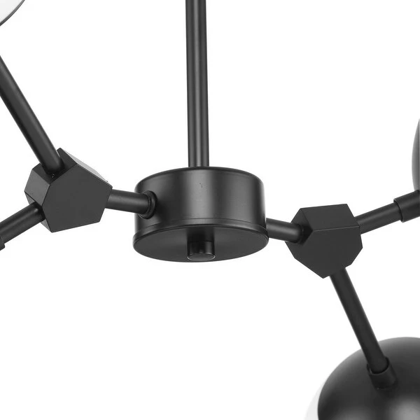 Haas Collection Four-Light Matte Black Mid-Century Modern Chandelier - 26.25 in x 16.5 in x 12 in Shopping - The Best Deals on Chandeliers