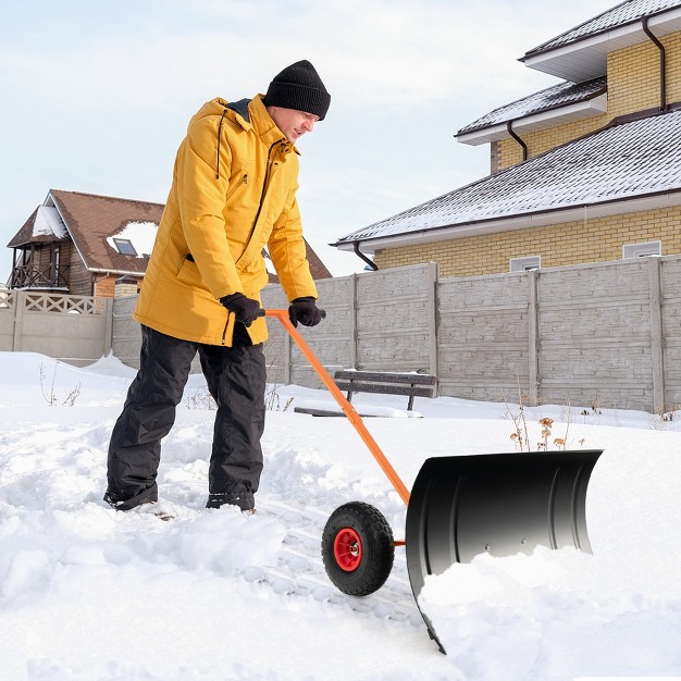 Snow Shovel Heavy duty Metal Adjustable Angle amp Height Snow Clear With Wheels