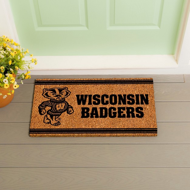 Evergreen University Of Wisconsin madison Logo Natural Coir 28 X 16 Inches Indoor Outdoor Doormat