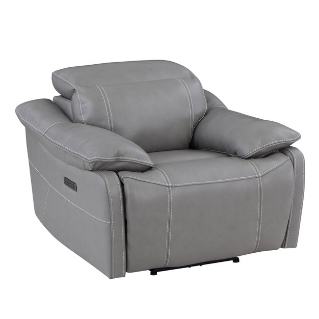 Alpine Leather Power Recliner Smoke Steve Silver Co