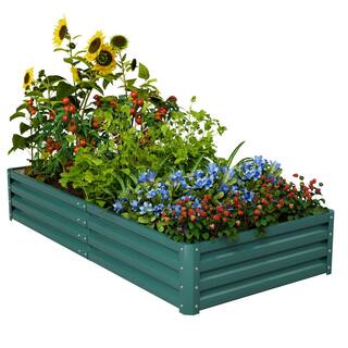 Tozey 6 ft. x 3 ft. x 1 ft. Galvanized Steel Raised Garden Bed Planter Box for Vegetables Flowers Herbs T-GB22-0073-9