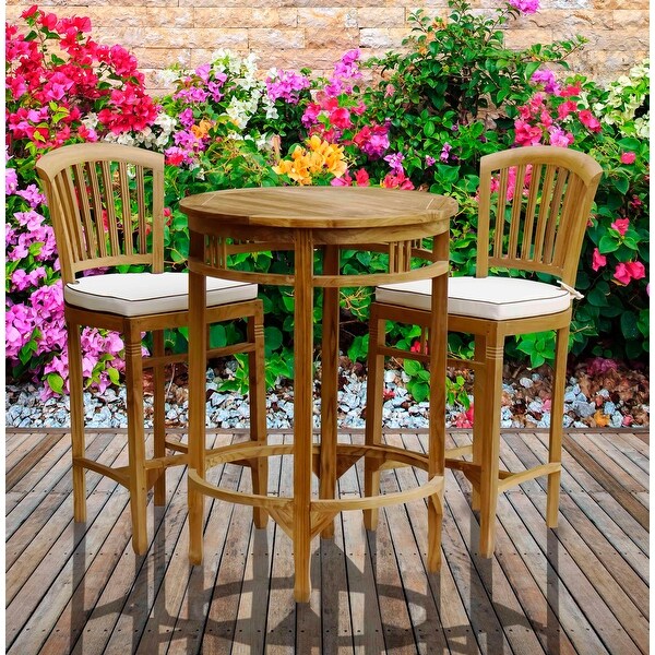 Chic Teak Large Teak Wood Orleans Round Outdoor Patio Bar Table，38 inch (table only)