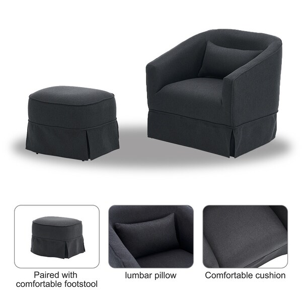 Swivel Barrel Chair With Ottoman，Swivel Accent Chairs Armchair for Living Room