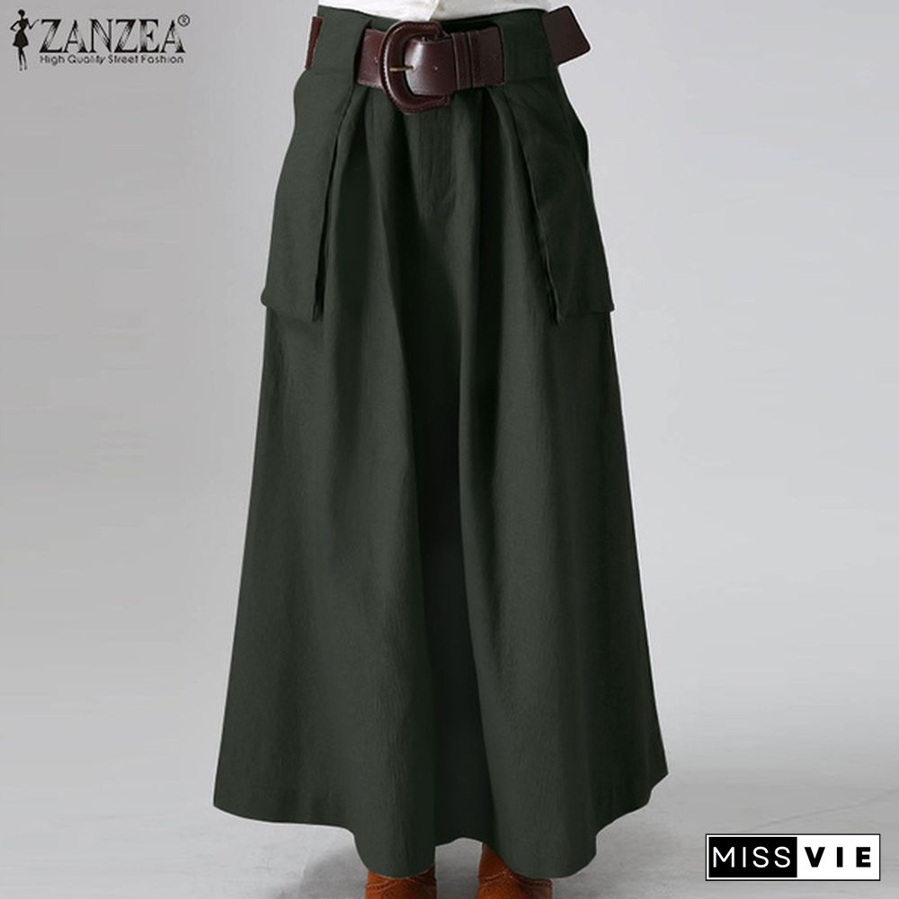 Fashion Women Maxi Long Skirts Summer Vintage Solid High Waist A-Line Party Skirt Female Dress