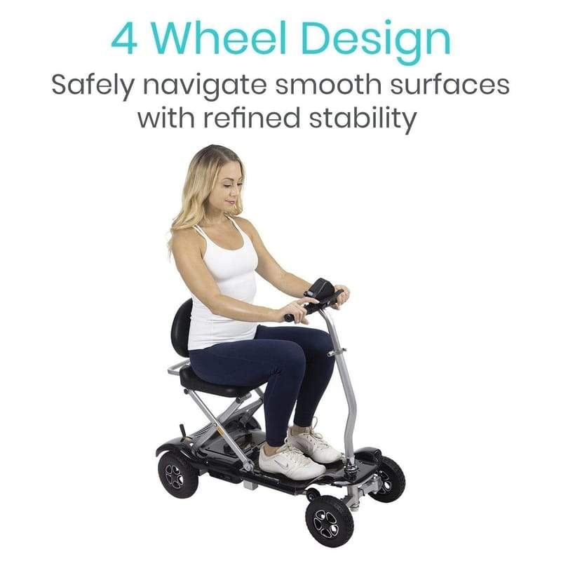 Vive Health 4 Wheel Hands Free Automatic Folding Mobility Scooter - Regenerative Braking, w/ Anti Flat Tires for Seniors