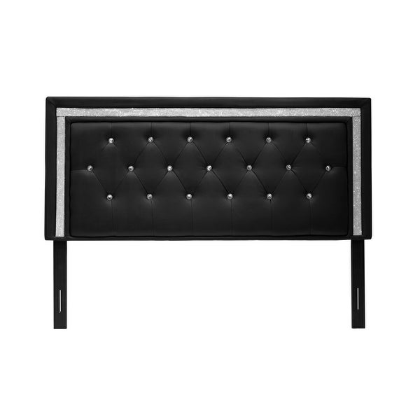 Best Master Furniture Upholstered Rhinestone Leather Headboard - - 18826033