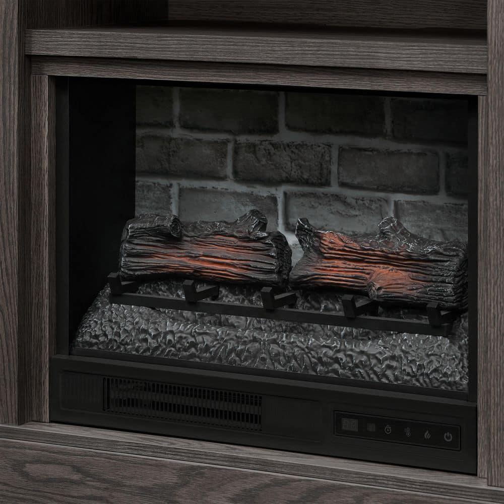 StyleWell Concours 54 in Freestanding Electric Fireplace TV Stand in Warm Gray with Charcoal Oak Grain