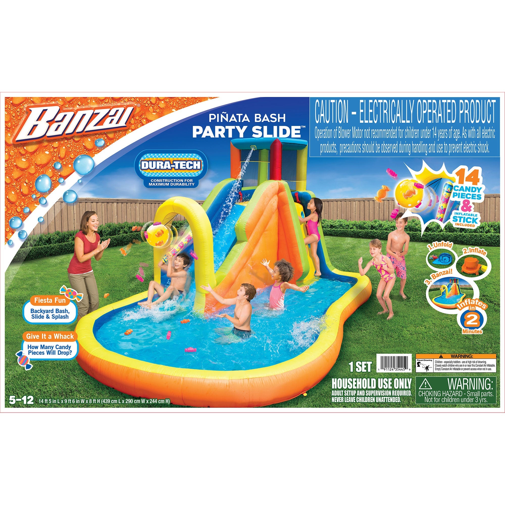 Banzai 35445 Inflatable Pinata Bash Party Slide Aquatic Activity Water Park