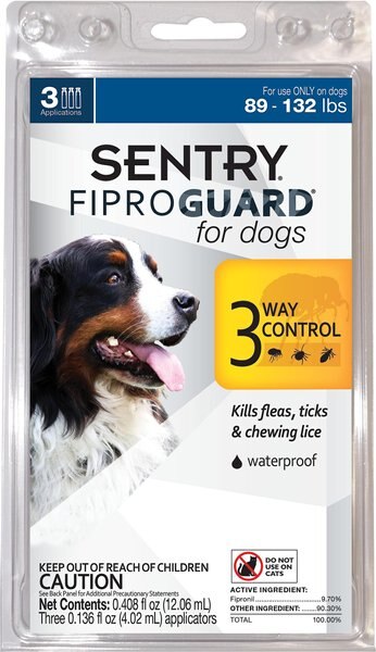 Sentry FiproGuard Flea and Tick Spot Treatment for Dogs， 89-132 lbs