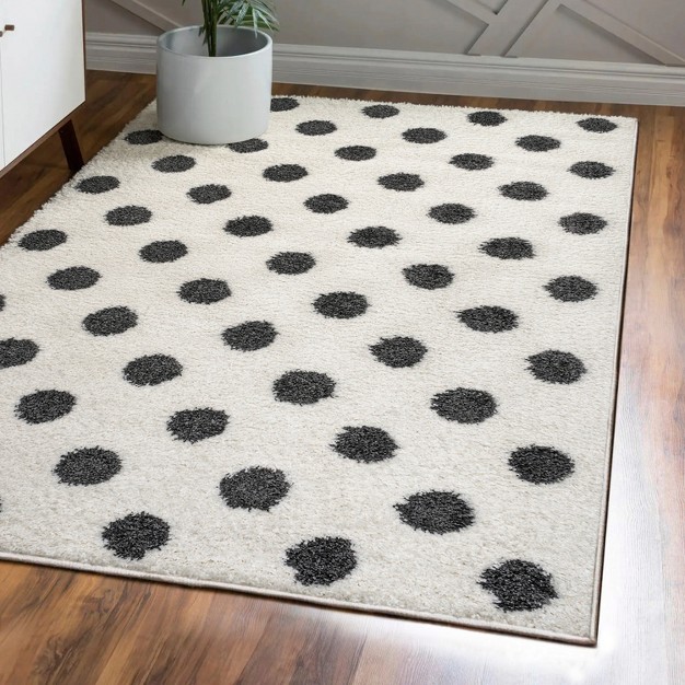 Pere Modern Charcoal Dot Shag Area Rug Jonathan Y