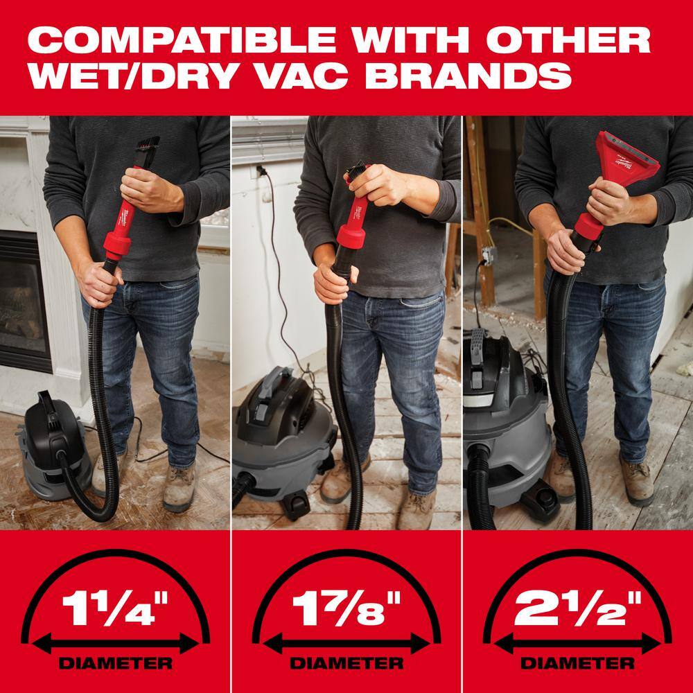 MW M18 FUEL 9 Gal. Cordless Dual-Battery WetDry Shop Vacuum wAIR-TIP 1-14 in. - 2-12 in. Brush Crevice and Nozzle Kit 0920-20-49-90-2027-49-90-2034