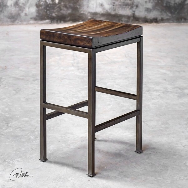 Uttermost Beck Dark Walnut Industrial Bar Stool