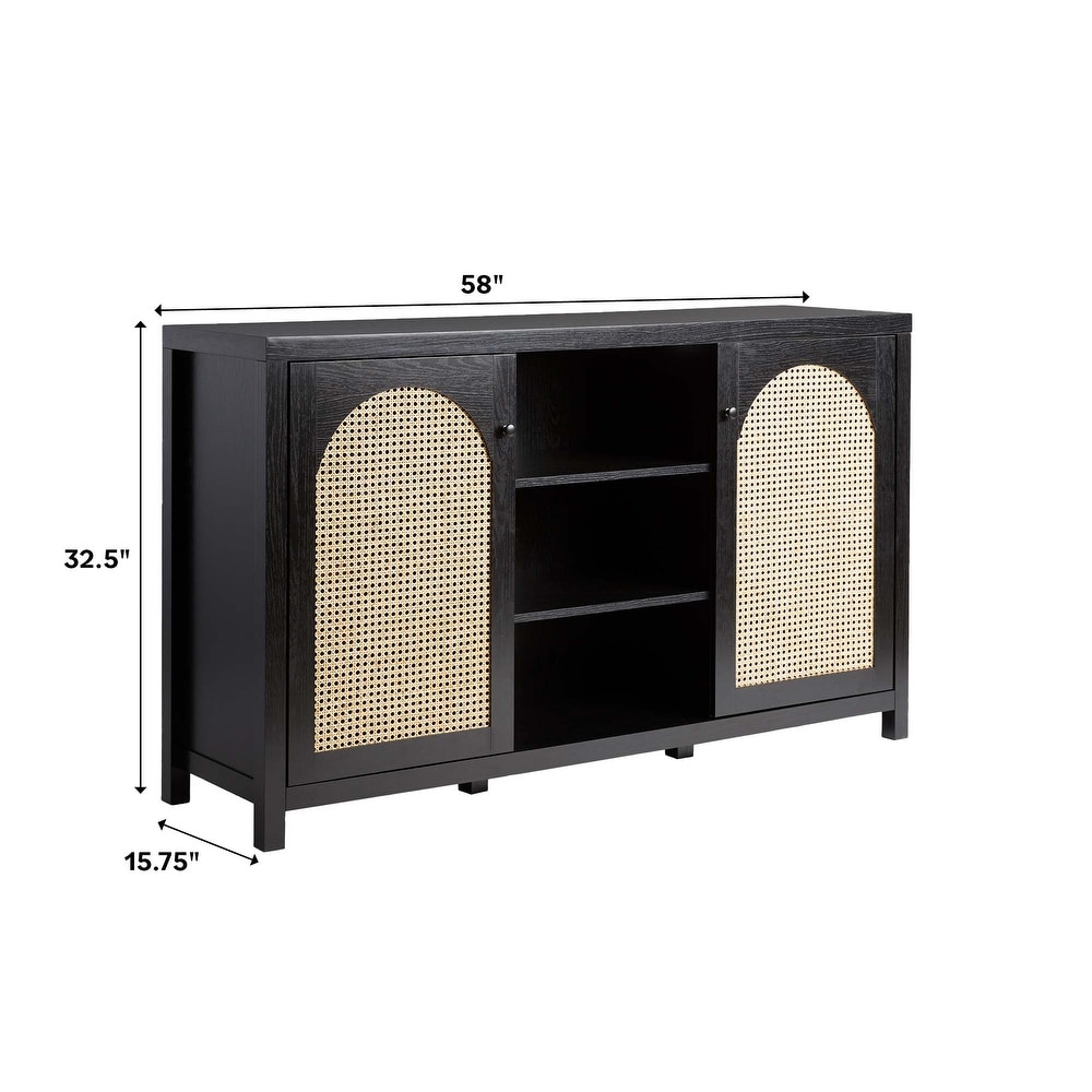 Middlebrook Designs 2 Door 58 inch Sideboard with Arched Rattan Panels