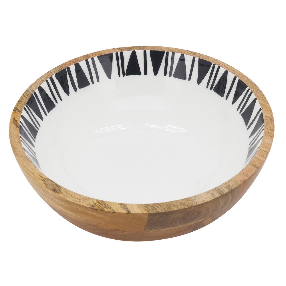 Arrow Trim Design Enamel Wood Serving Bowl   10\