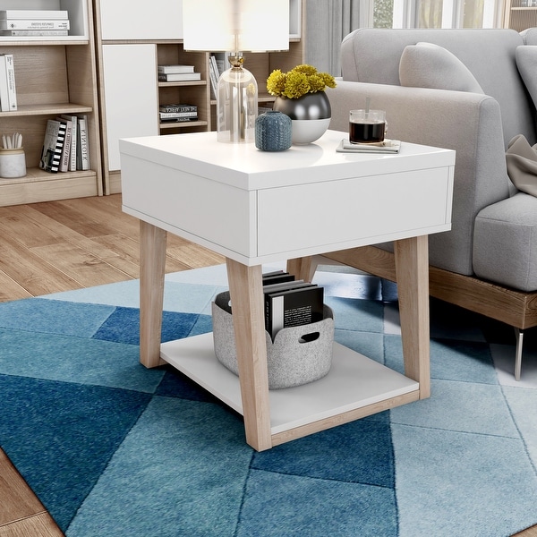 Furniture of America Willen White 1-shelf Lift-top Side Table