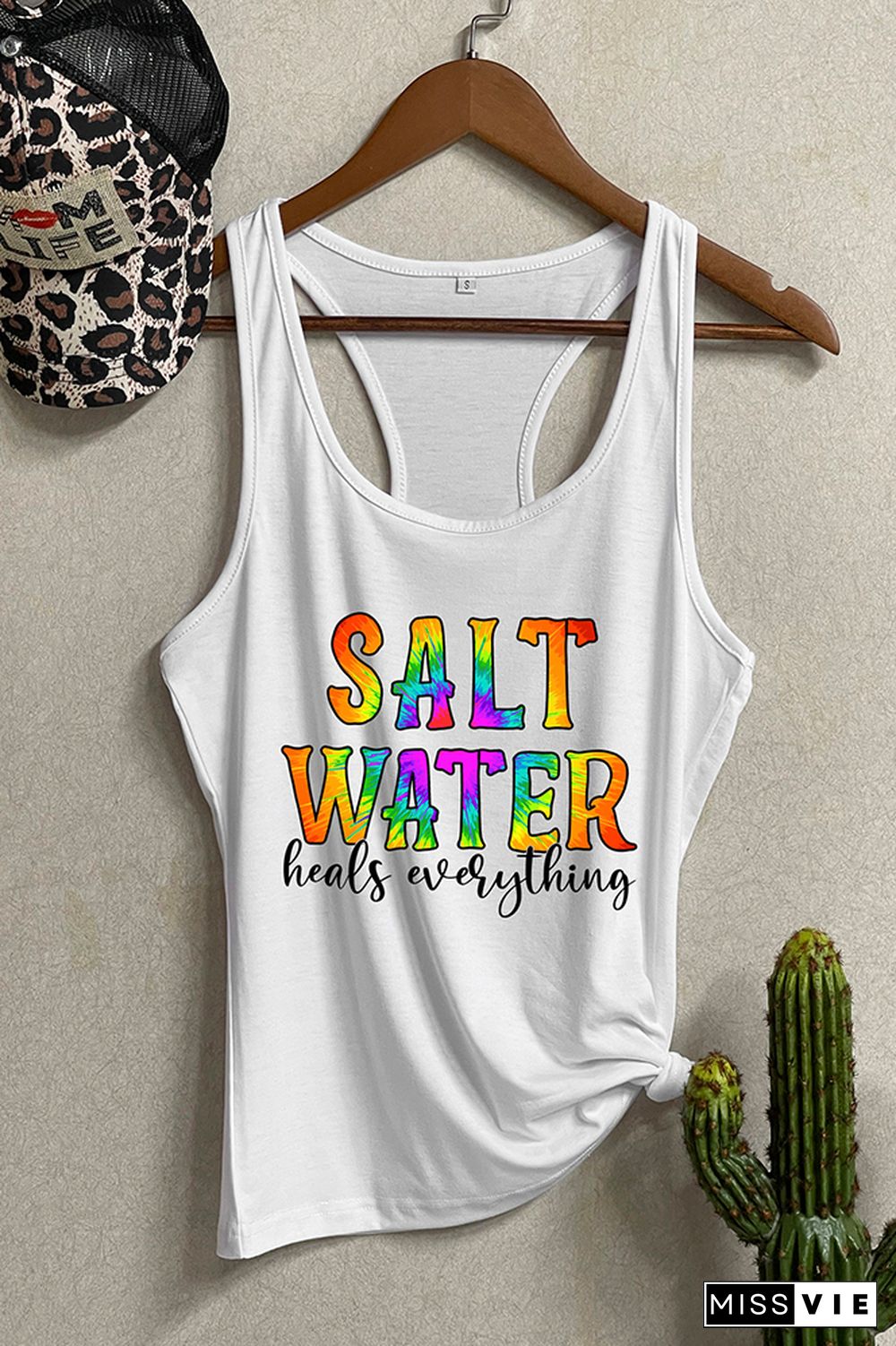 Salt Water Heels Everything Letter Print Graphic Tank Top