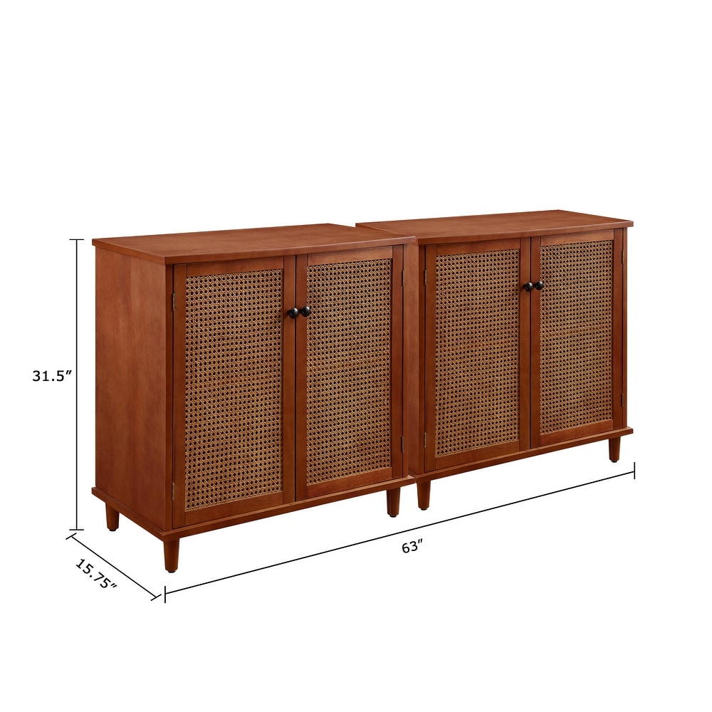 Art Leon Woven Rattan Wicker Doors Accent Cabinet Sideboards