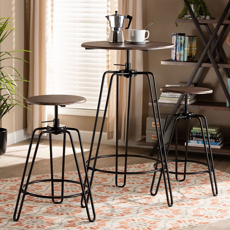 Baxton Studio Veera Pub Table and Stool 3-piece Set