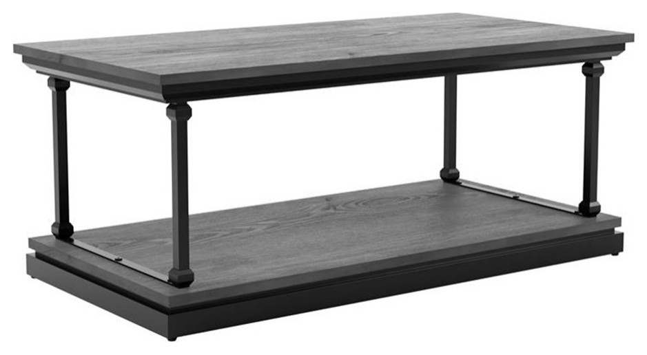 Bowery Hill Wood 2 Piece Coffee Table Set in Antique Gray Finish   Traditional   Coffee Table Sets   by Homesquare  Houzz