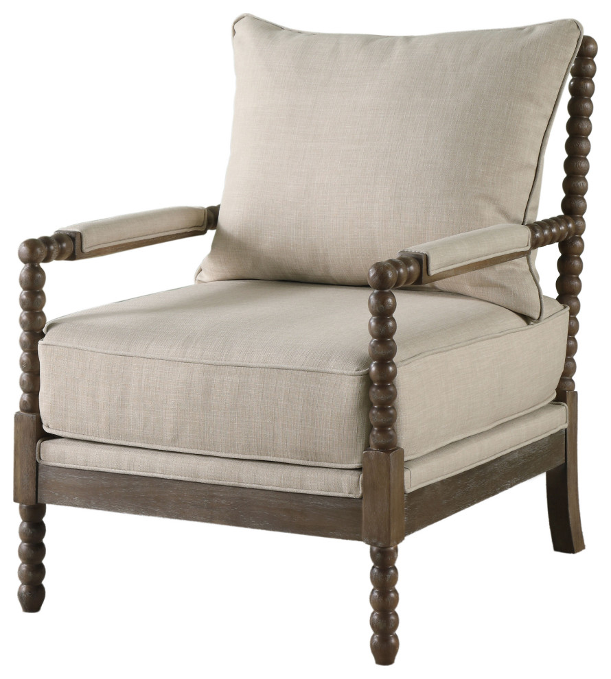 Blanchett Cushion Back Accent Chair Beige and Natural   Modern   Armchairs And Accent Chairs   by Modon  Houzz