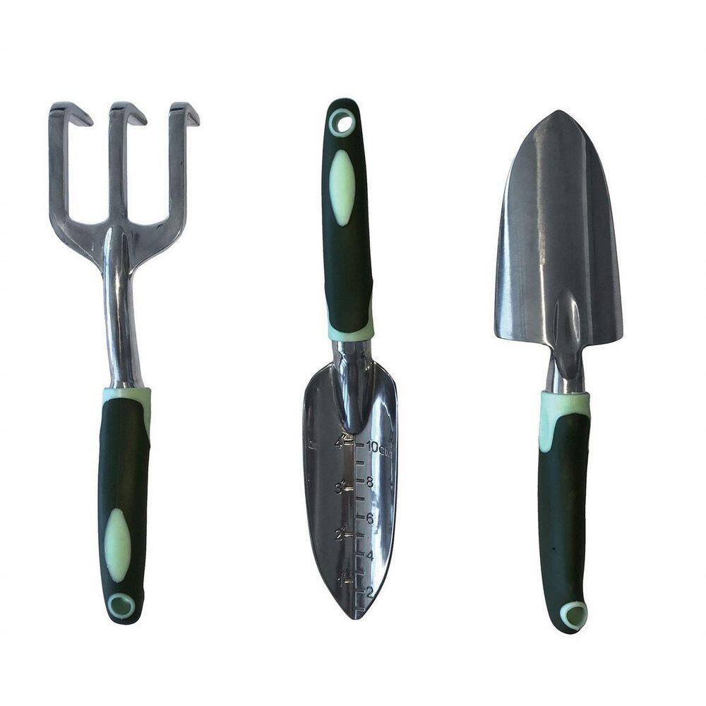 Dyiom 3-Piece Stainless Steel Garden Tool Set with Rubberized Handles B07C4QW2VT