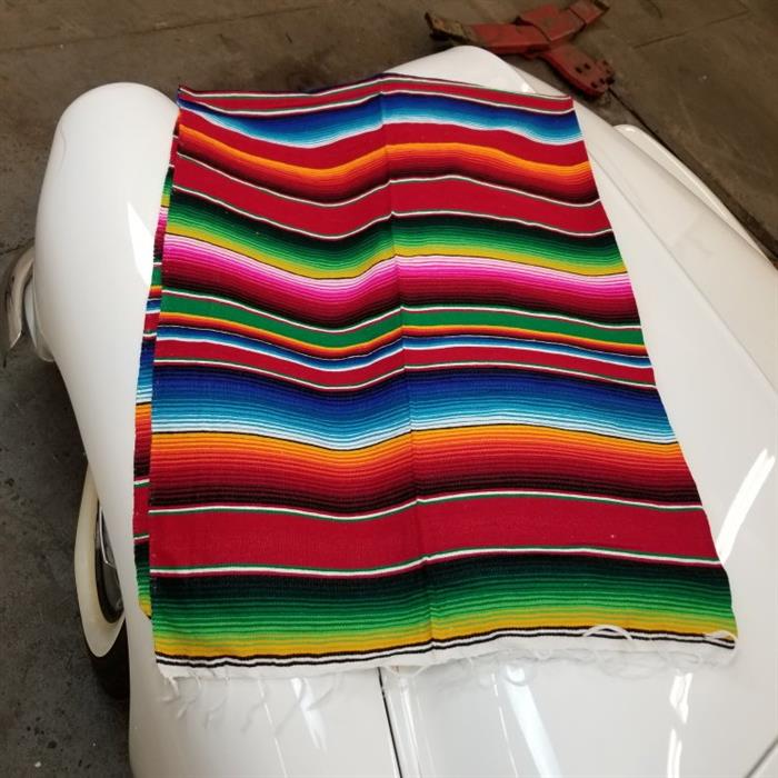 Red Serape Mexican Blanket for Custom Seat Cover， 84 x 64 Inch