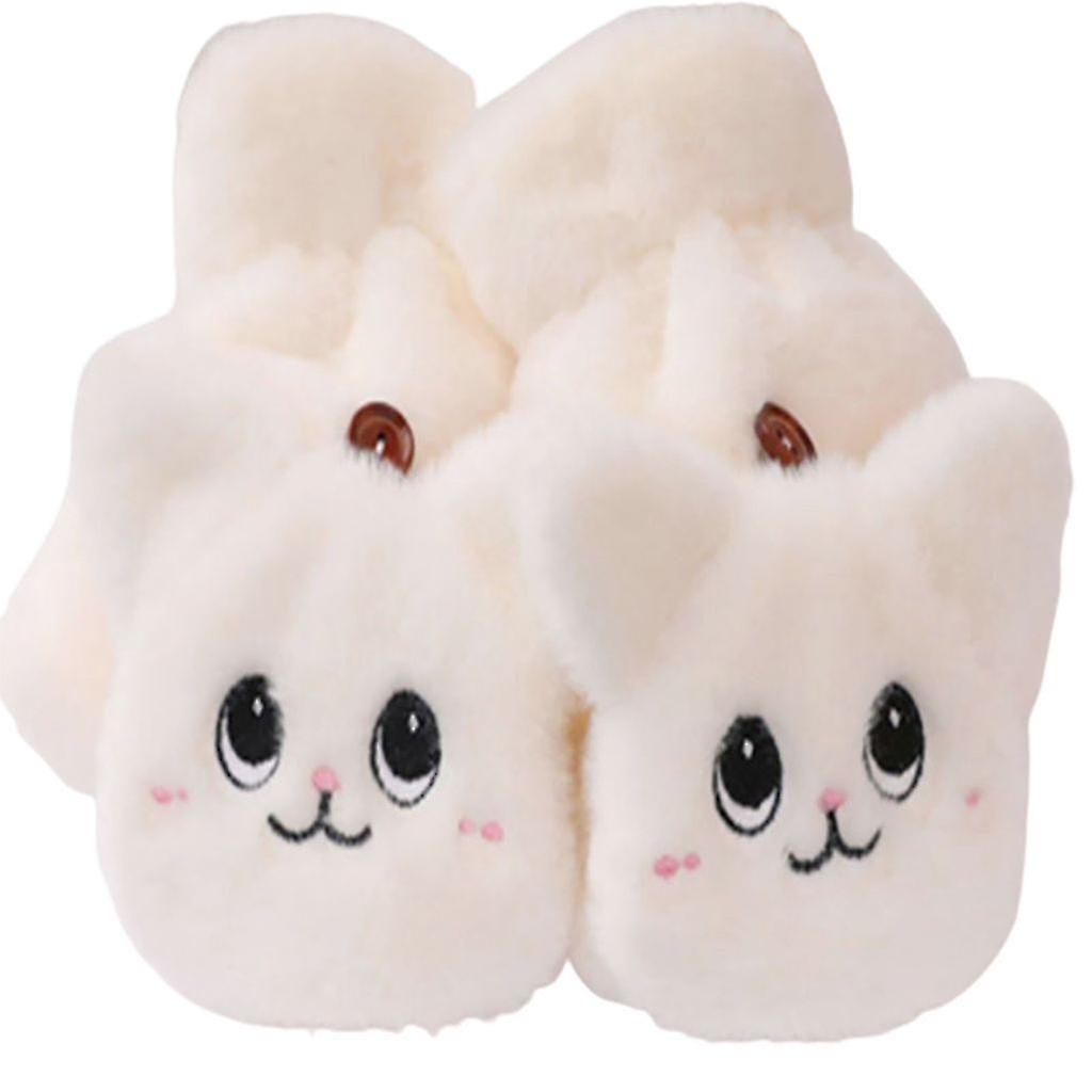 1 Pair Women Gloves Cartoon Fingerless Plush Warm Solid Color Cat Shape Lady