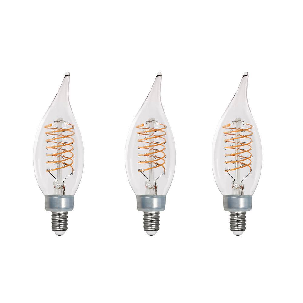 EcoSmart 60-Watt Equivalent BA11 Dimmable E12 Candelabra Fine Bendy Filament LED Vintage Edison Light Bulb Warm White (3-Pack) BA11C7E12822S